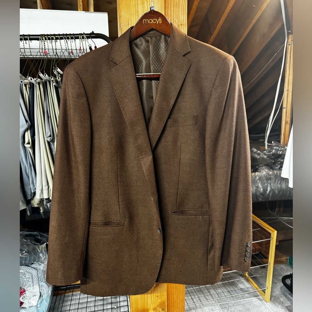 Mantoni Mens Brown Suit Jacket